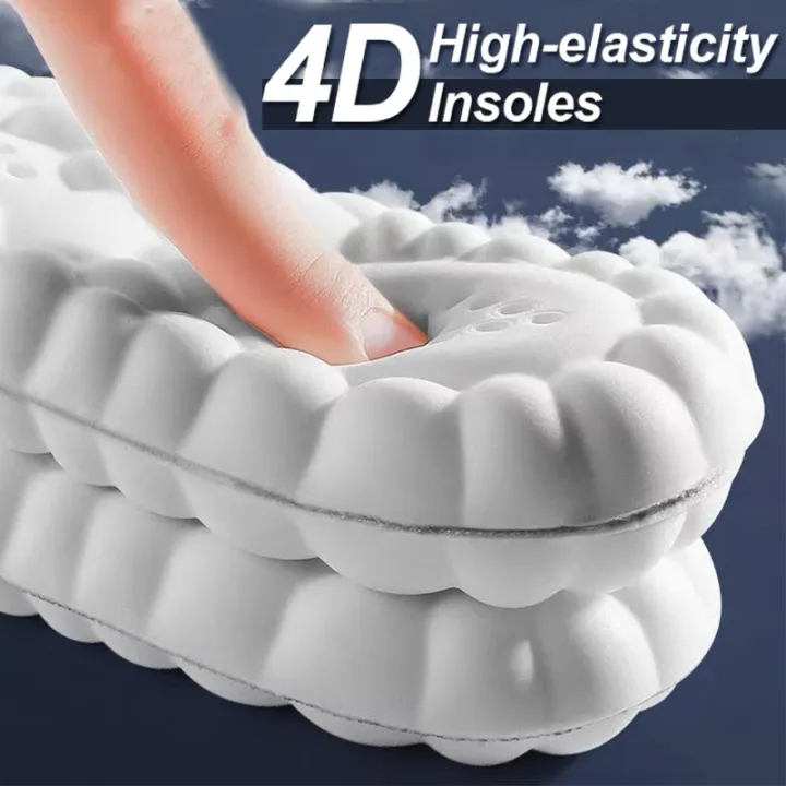 1 คู่ 4D Shock Absorption Sport Insoles นุ่ม Breathable Orthopedic สูง-ยืดหยุ่นรองเท้าสําหรับชายผู้หญิง EVA นวด Insole