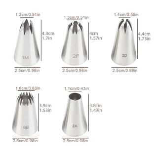 หัวฉีดท่อขนาดกลาง 5 ชิ้นชุดเครื่องมืออบสแตนเลส 2D 1M 2A 2F 6B