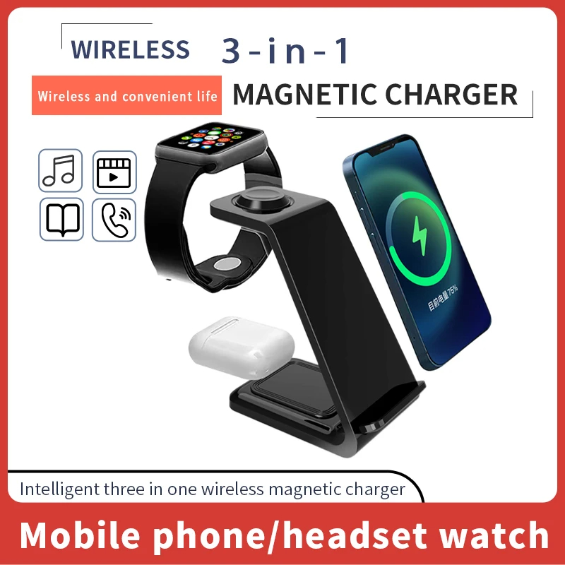 30W Wireless Charger Stand 3 In 1 Fast CHARGING Dock Station สำหรับ Samsung IPhone 15 14 13 12 8 apple Watch 7 8 IWatch Pro