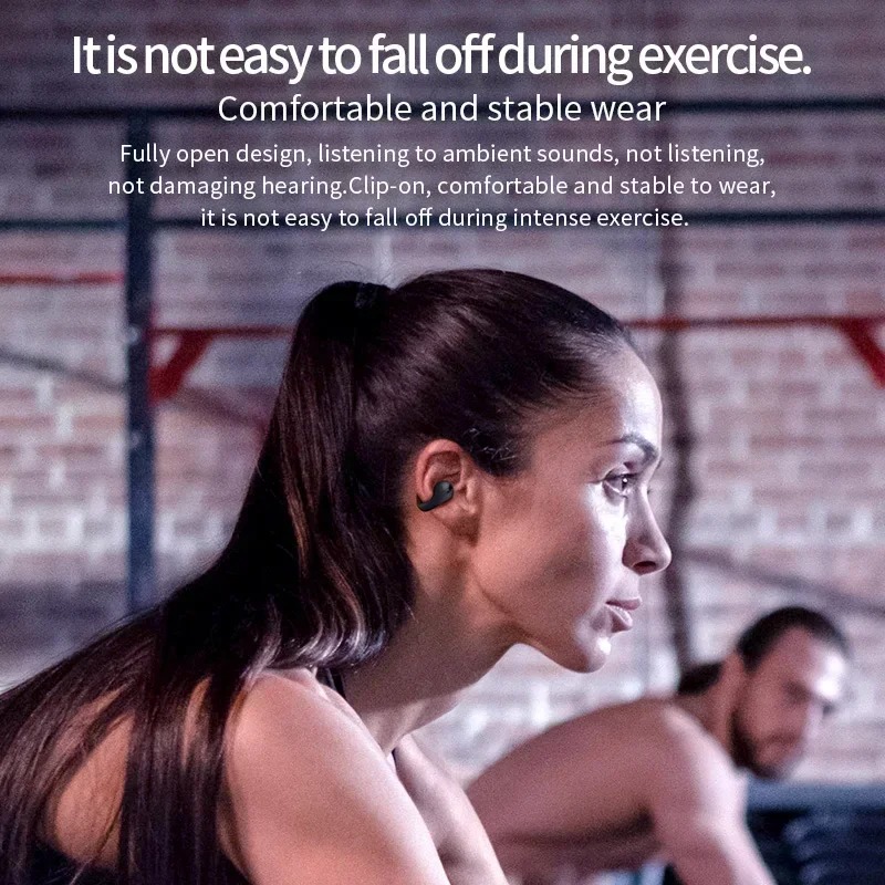 T75 กีฬา air conduction บลูทูธ 5.3 หูฟัง HiFi Sound หูฟังไร้สายคลิปหูกันน้ําเปิดหูหูฟังต่างหู