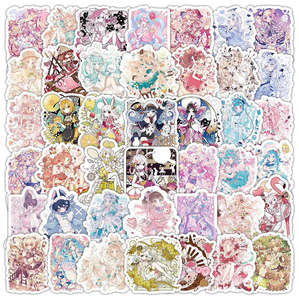 63ชิ้นสาวการ์ตูนชุดสติ๊กเกอร์กราฟฟิตีสําหรับกระเป๋าเดินทางกรณีโทรศัพท์มือถือแล็ปท็อปหมวกกันน็อคสเก็ตบอร์ดสติกเกอร์ตกแต่งกันน้ํา ทําเอง สร้างสรร