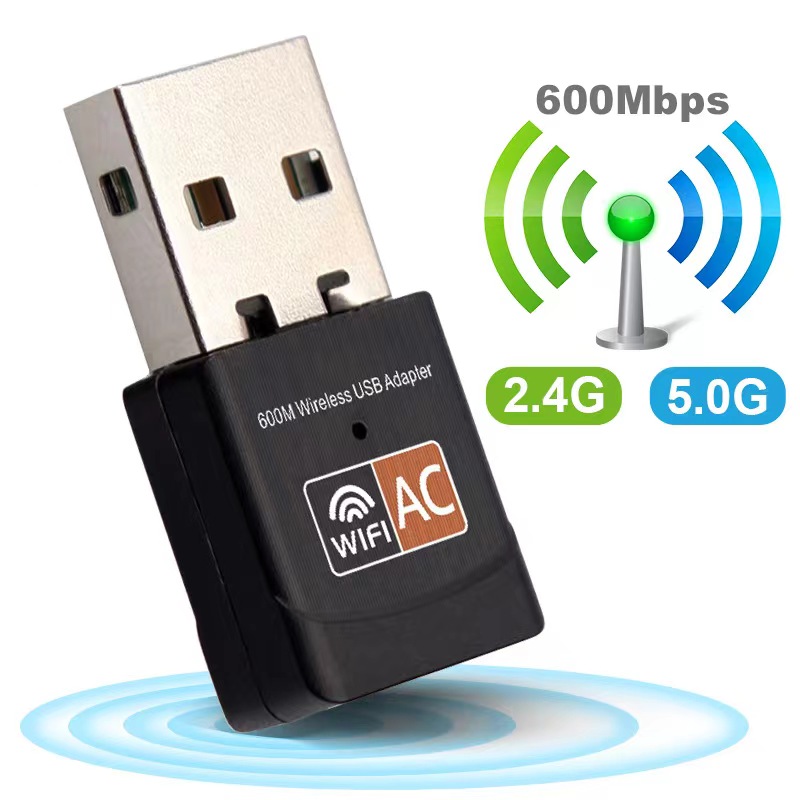 อะแดปเตอร์ USB Wifi Dual Band 2.4GHz 5GHz 600Mbps ไร้สายสําหรับแล็ปท็อปเดสก์ท็อป