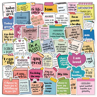 สร้างแรงบันดาลใจ Self-Affirmation สติกเกอร์ 50 ชิ้นความงามสติกเกอร์กันน้ําสติกเกอร์โทรศัพท์สําหรับส่วนบุคคลโรงเรียนแล็ปท็อป