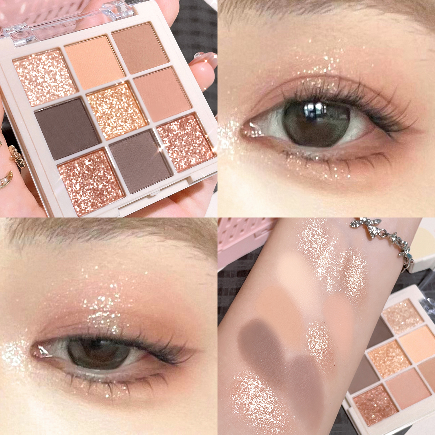 อายแชโดว์เก้าสี Pearlescent Matte กระพริบ Earth Color High-Appearance Daily All-Match สามเณรสามารถใช้ Soft Mist Milk Coffee Jiu