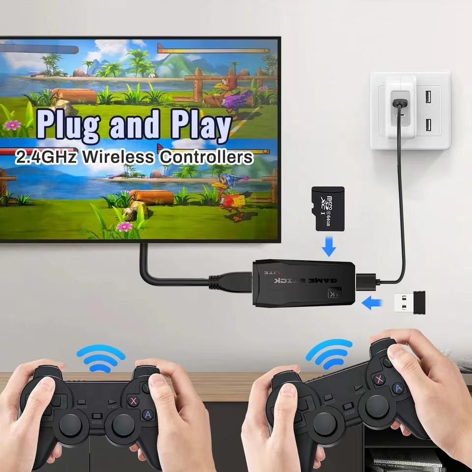 4k Wireless Controller Gamepad สําหรับคอนโซล 20000 + เกม Retro มือถือ HD TV เกม Stick