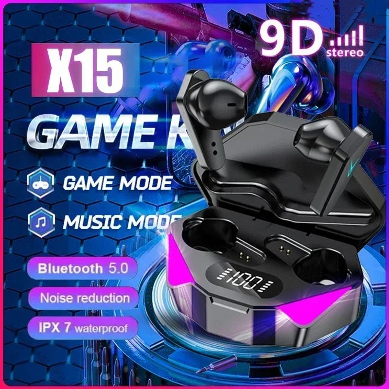X15 TWS หูฟังเกมมิ่งไร้สาย Bluetooth 5.0 แบบอินเอียร์