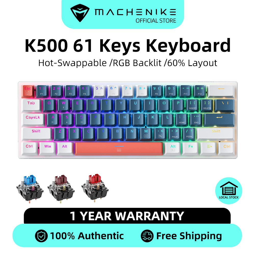 Machenike K500 B61 Mechanical K eyboard 60% คีย์แบบมีสาย Key board Hot-swappable RGB Backlit Gaming 
