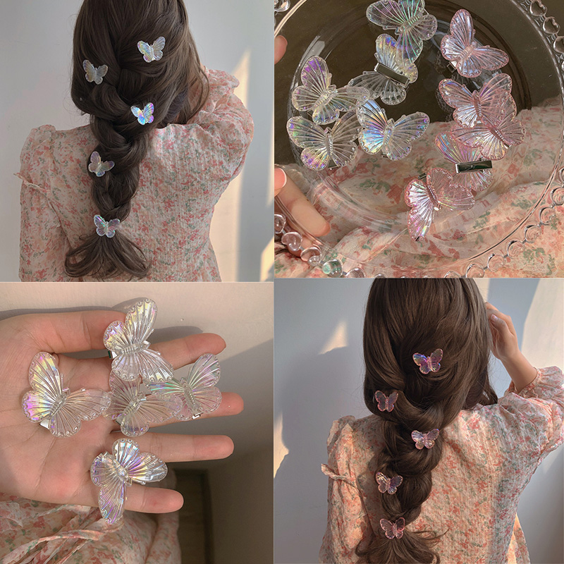 5ชิ้นที่เรียบง่ายผีเสื้อคลิปด้านข้างขนาดเล็กกิ๊บชุดหญิงสีเมจิกสาวคลิปด้านบน ใบเรียกเก็บเงินเป็ด คลิปด้านข้างกิ๊บอุปกรณ์ผม