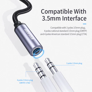 Essager สายเคเบิลอะแดปเตอร์ 3.5 มม. AUX เป็น USB C 3.5 ตัวแปลงเสียงหูฟังพร้อม DAC