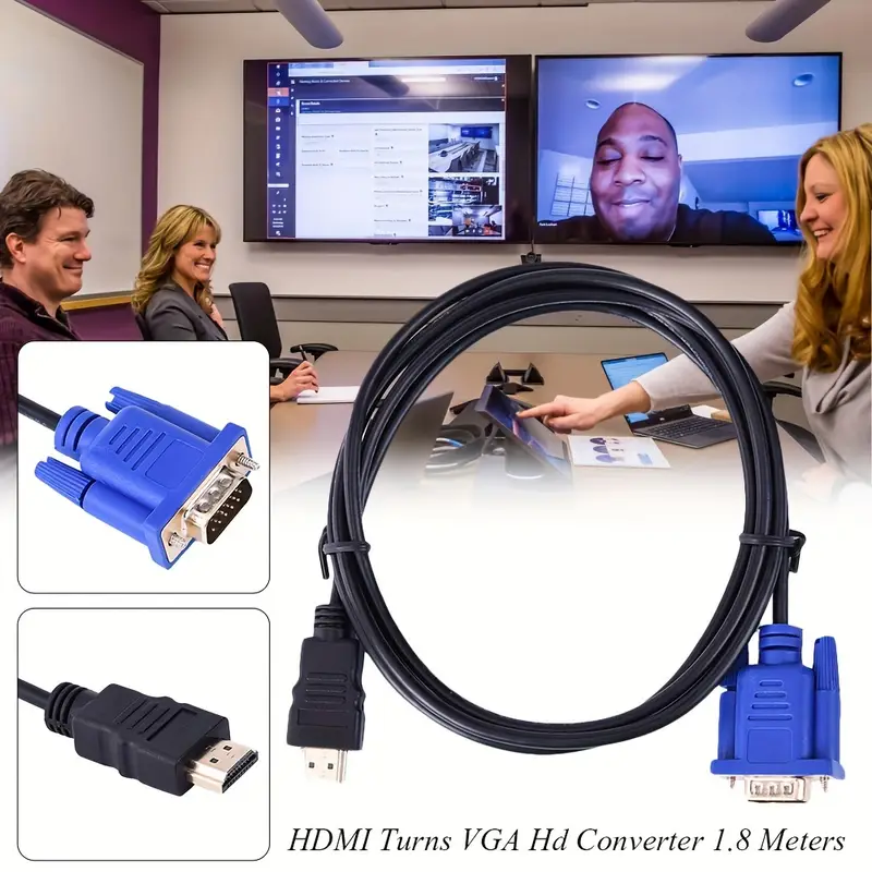 สายเคเบิลอะแดปเตอร์ HDMI เป็น VGA ตัวแปลงวิดีโอ HD สายเคเบิลอะแดปเตอร์วิดีโอความละเอียดสูง