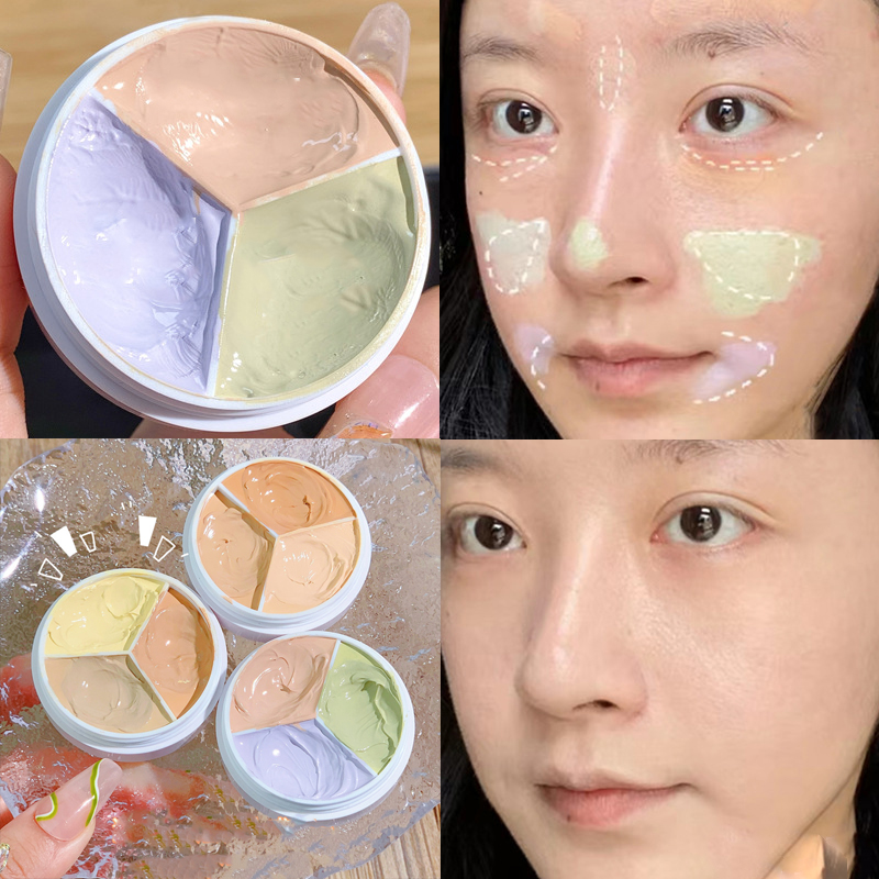 คอนซีลเลอร์สามสีปกปิดจุดใบหน้ารอยสิวความหมองคล้ําน้ําตาร่องกันน้ําไม่ถอดทํา