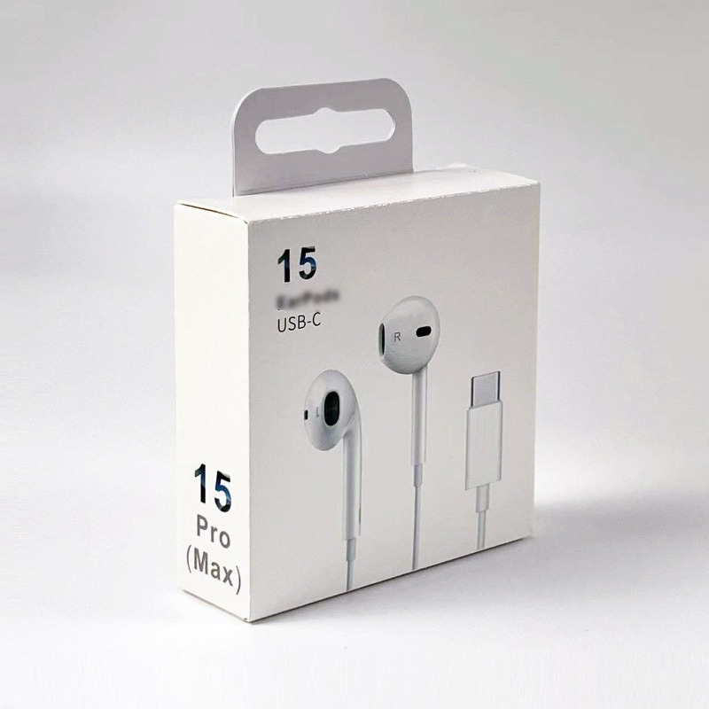 หูฟังแบบมีสาย USB สากลสีขาว - C พร้อมสายเคเบิลดิจิตอลควบคุมการโทรในสาย
