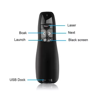 USB Wireless Presenter ตัวชี้เลเซอร์สีแดง 2.4 Ghz PPT ระยะไกลพร้อมตัวชี้มือถือสําหรับการนําเสนอ
