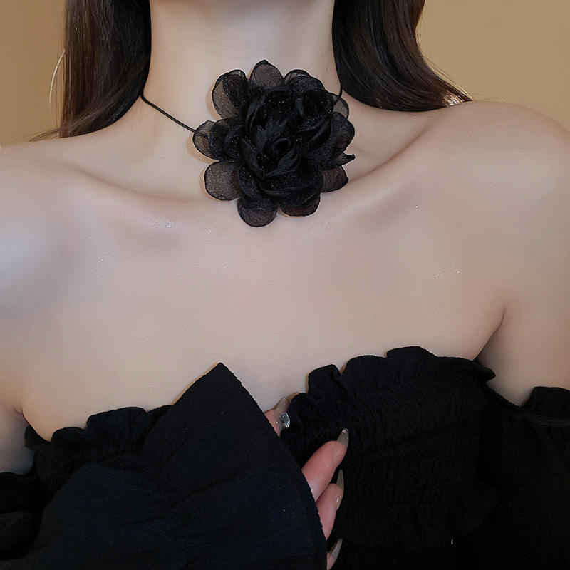 Drejew ฝรั ่ งเศสสง ่ างามสามมิติสร ้ อยคอดอกเคมีเลียเกาหลีหวานสไตล ์ สาวหลายสวมใส ่ สร ้ อยคอขนาดเล ็ กสดเค ้ นคอ
