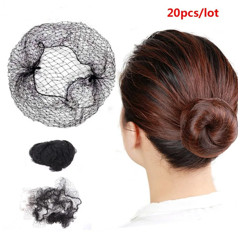20 ชิ้นทนทานไนลอนผมสุทธิสําหรับ Bun ผม Curly ผมสไตล์เครื่องมือสีดําสีน้ําตาลผมสุทธิสําหรับวิกผม