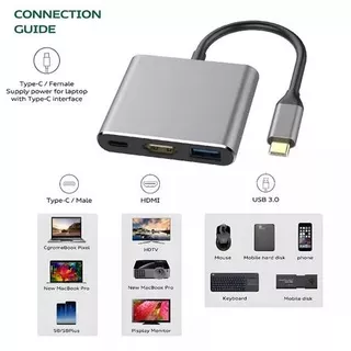 พอร์ต USB เป็นอะแดปเตอร์ HDMI ประเภท C HUB OTG 3-IN-1 4K รองรับ HDMI สําหรับแล็ปท็อปแท็บเล็ตของขวัญวันหยุด