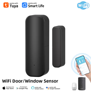 Wifi ประตูสวิทช์ปิดเครื่องตรวจจับ Tuya Window Sensor และ Application การแจ้งเตือนนาฬิกาปลุก Contact Sensor สําหรับ Home Safety สีดํา