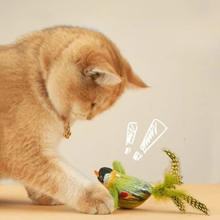Interactive Plush Bird ของเล่นแมวเสียง Chirping สมจริงสําหรับแมวในร่มไม่มีแบตเตอรี่ต้องการ