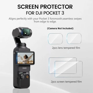 ตัวป้องกันหน้าจอ DJI Osmo Pocket 3 Creator Combo, ฟิล์มกระจกนิรภัย HD ความแข็ง 9H + อุปกรณ์ป้องกันเลนส์ [แพ็ค 2+2] (ไม่รวมกล้อง)