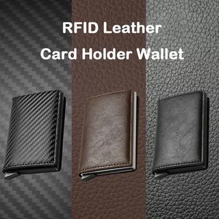 Rfid ผู้ถือบัตรเครดิตกระเป๋าสตางค์ผู้ชาย Anti-theft Bank Cardholder กรณีหนังขนาดเล็ก Slim บาง Magic Mini กระเป๋าสตางค์สมาร์ท Minimalist Wall