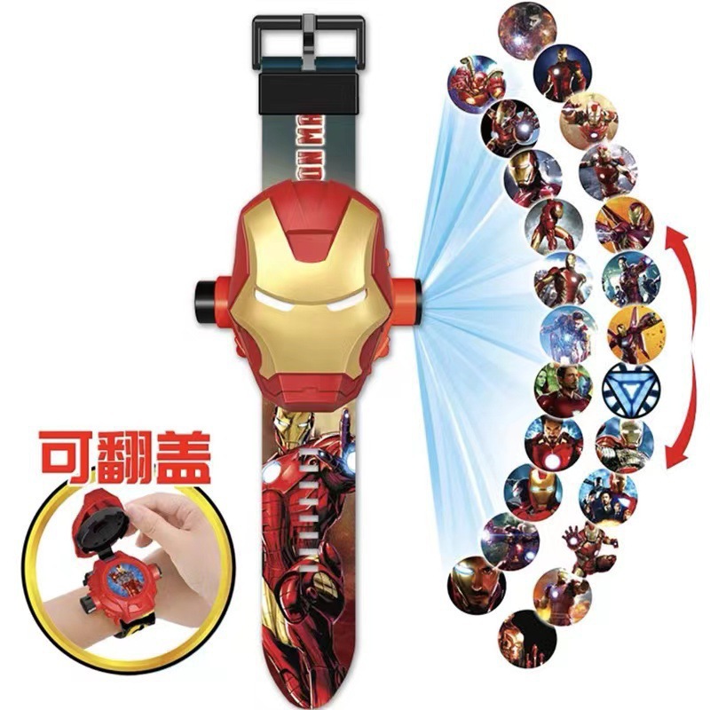 นาฬิกาโปรเจคเตอร ์ สําหรับเด ็ ก Serogede นาฬิกาอิเล ็ กทรอนิกส ์ การ ์ ตูน Barking Team Iron Man Boys Girls Toy Watch