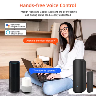 Wifi ประตูสวิทช์ปิดเครื่องตรวจจับ Tuya Window Sensor และ Application การแจ้งเตือนนาฬิกาปลุก Contact Sensor สําหรับ Home Safety สีดํา