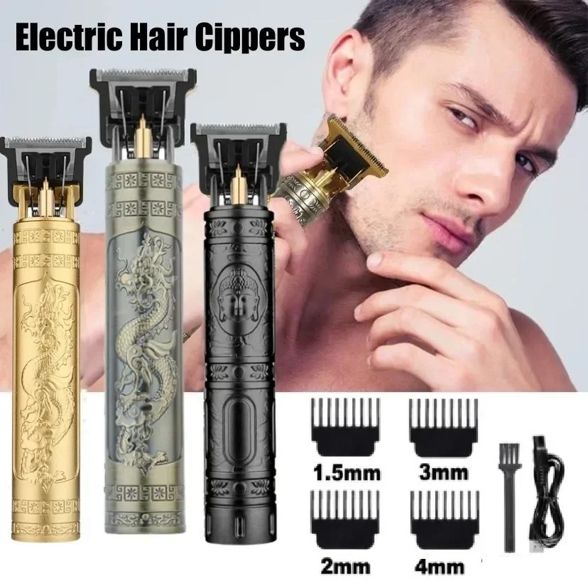 Vintage T9 ไฟฟ้าผม Clipper ชาร์จเครื่อง Professional ตัดผม Trimmer สําหรับชายตัดผม