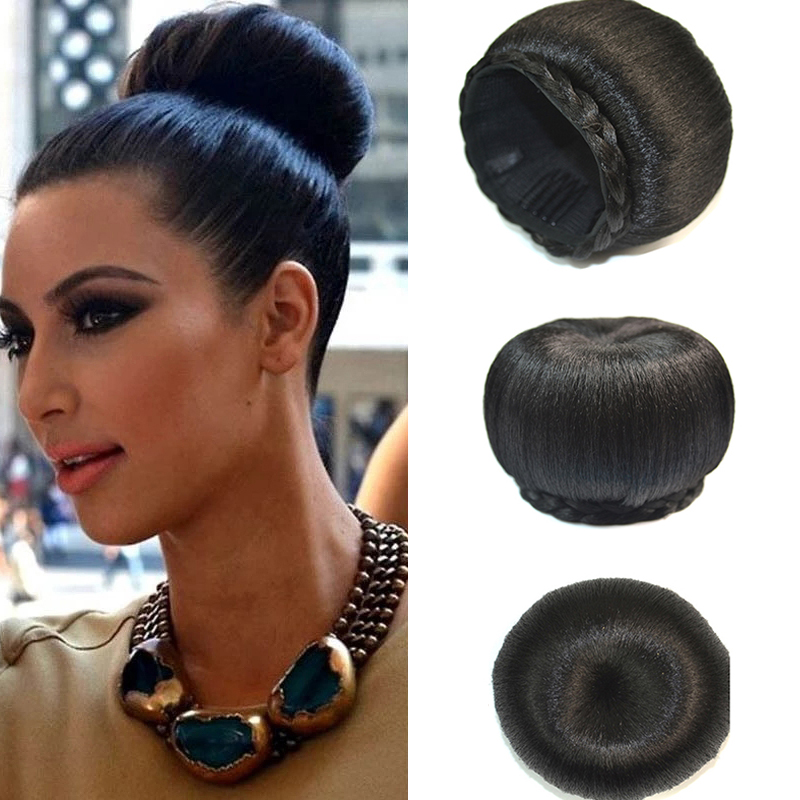 กิ๊บติดผมผู้หญิงสังเคราะห์ในชิ้นเดียว Chignon Apple Style Round Bud Hair Chignons