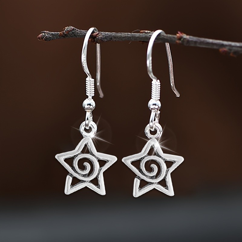 Retro Gothic สไตล์ Star เกลียวออกแบบ Dangle ต่างหู,เครื่องประดับต่างหูหญิงสําหรับสุภาพสตรีสําหรับสวมใส่ทุกวัน