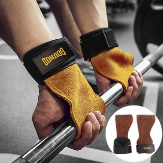 Cowhide Weight Lifting Grips ถุงมือยิมนาสติก Anti-Skid Gym ฟิตเนส Crossfit Trainining อุปกรณ์ 1 คู่