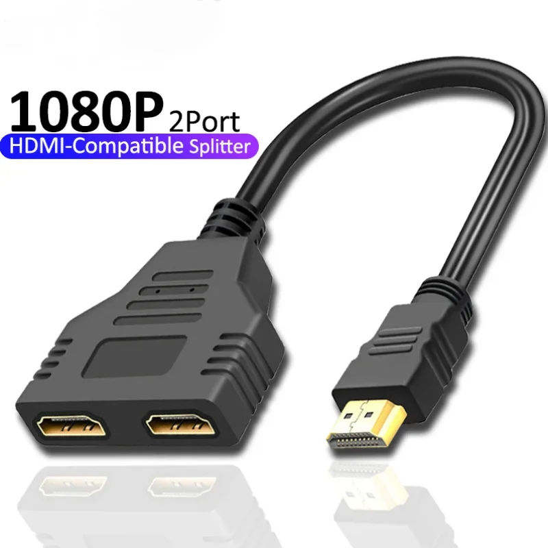 HDMI Splitter 1-In 2-Out 1080P Dual Port Y Adapter สําหรับกล่องทีวี PS4
