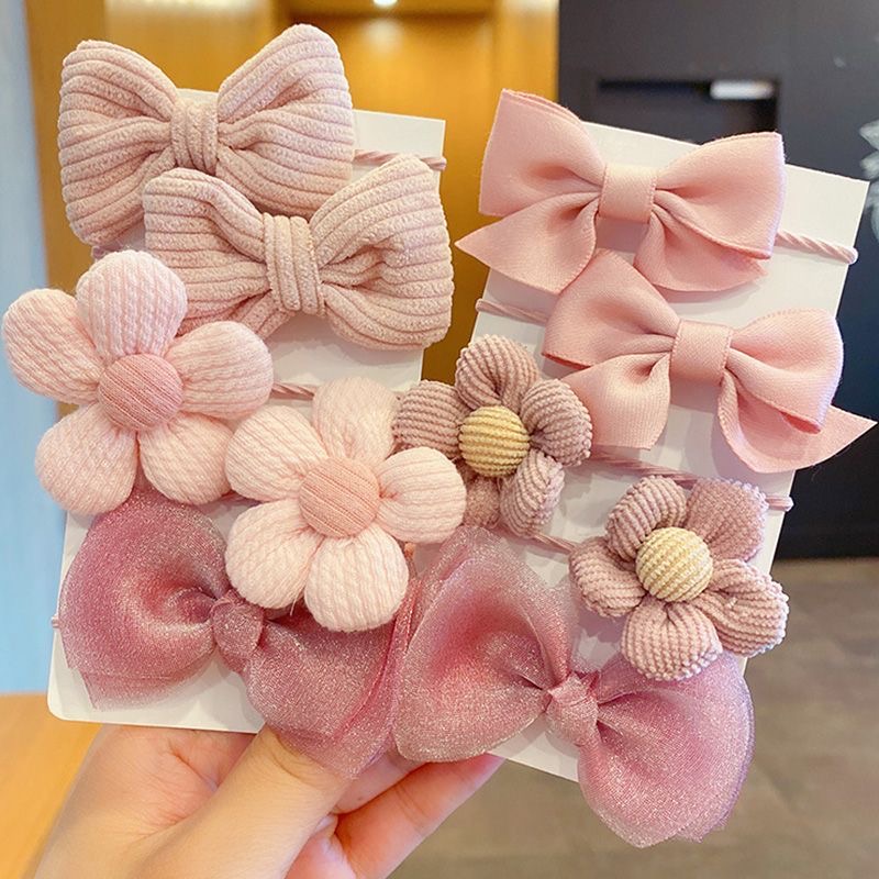 เครื่องประดับผมเด็กมีเสน่ห์ | ยางรัดผมโบว์ดอกไม้ผ้าที่ไม่ทําให้ริ้วรอย