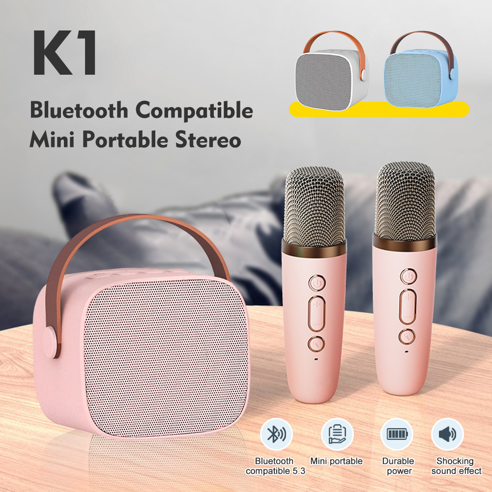 เค1 บลูทูธไร้สายลําโพงแบบพกพามัลติฟังก์ชั่นคาราโอเกะเพลง MP3 เครื่องเล่นระบบคาราโอเกะ