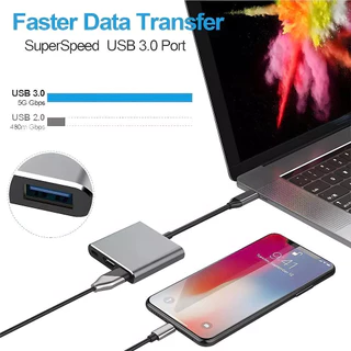 ฮับ Usb-c 3-in-1 แบบ Type C Otg อะแดปเตอร์ Hdmi 4k และ Pd ชาร์จเร็ว ตัวแปลง Usb หญิง