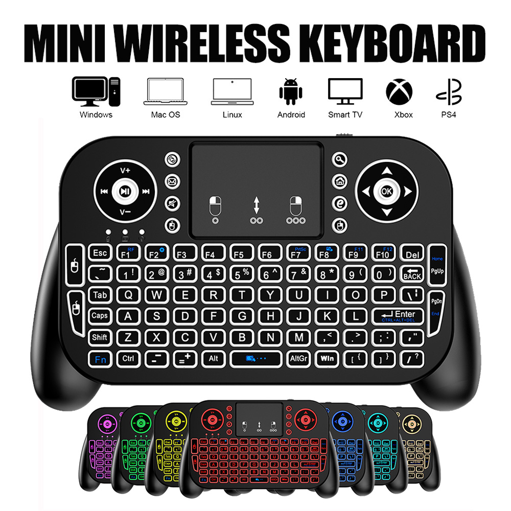 V8 Mini คีย ์ บอร ์ ดไร ้ สาย 1 PC 2.4G BT 7 สี Backlit Lithium Air Mouse Touch คีย ์ บอร ์ ดมือถือส