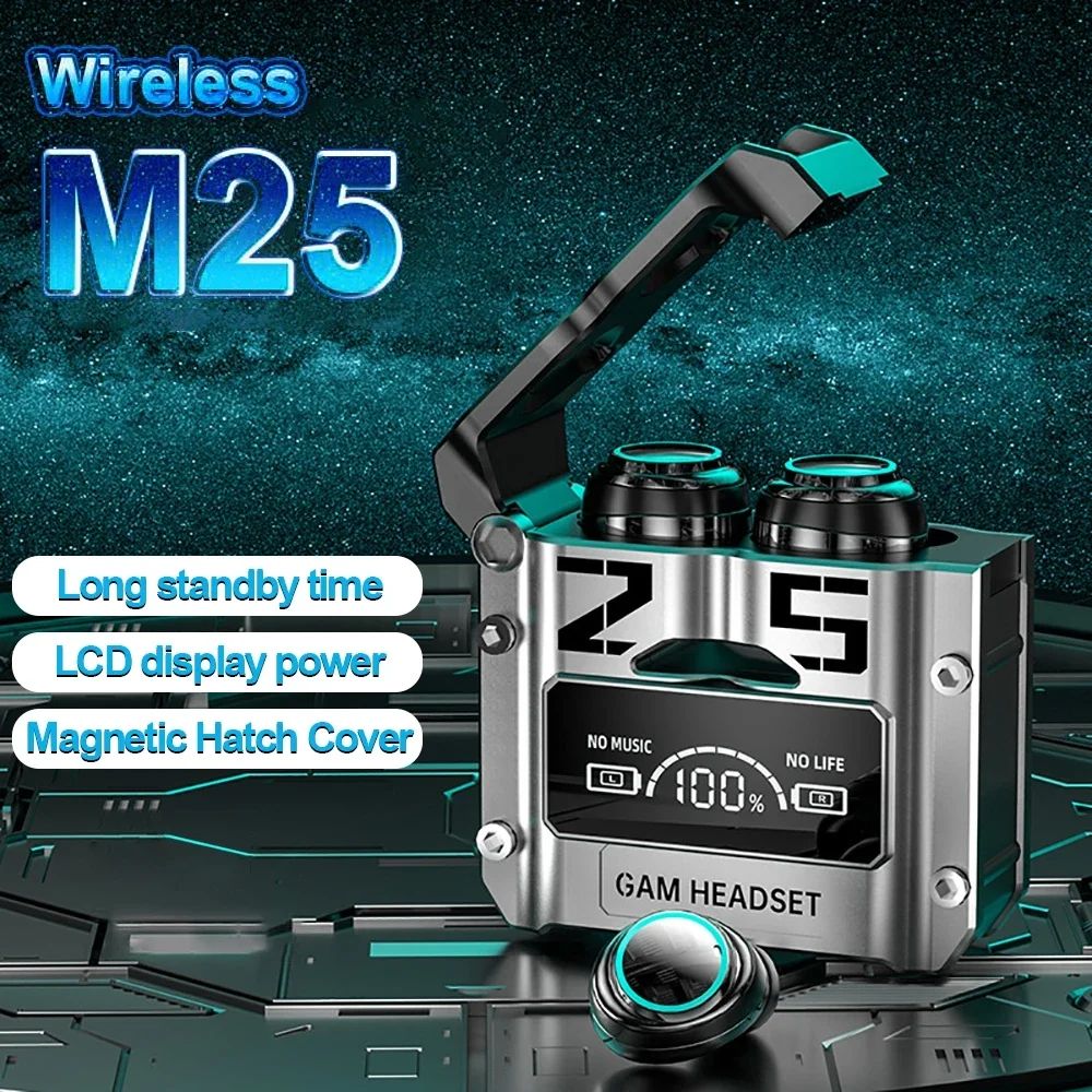 Origina M25 บลูทูธ 5.3 ไร้สาย TWS หูฟังสไลด์ HD Call ชุดหูฟังพร้อมไมโครโฟนเพลงกีฬาหูฟังตัดเสียงรบกวน