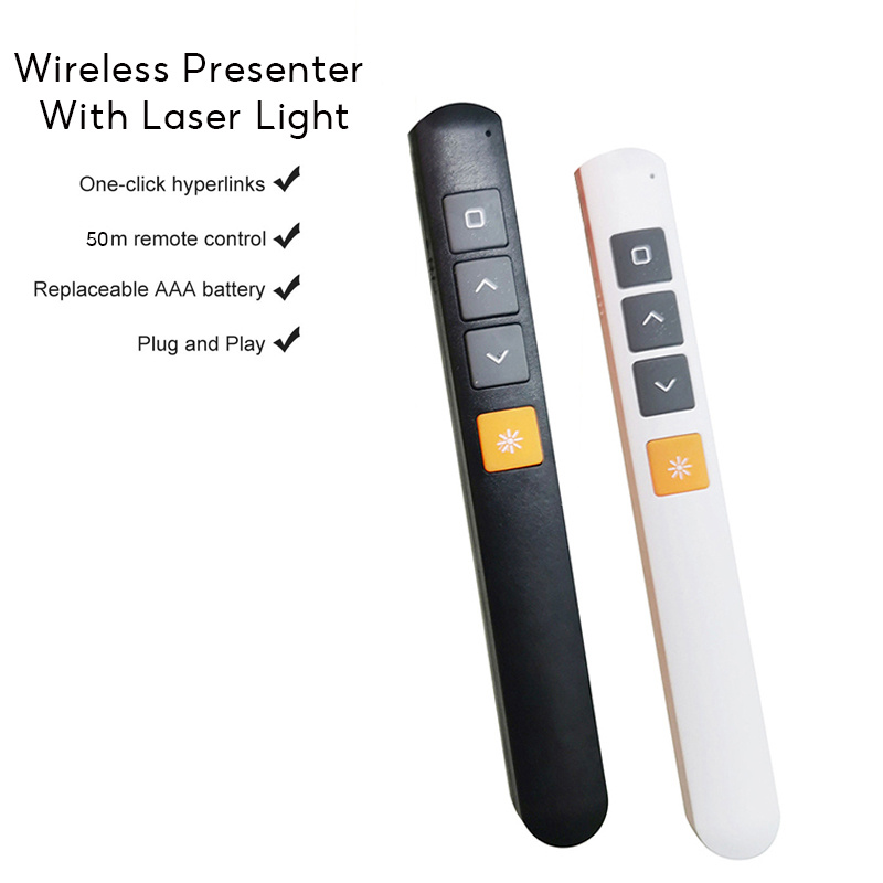 2.4g PPT ปากกาเลเซอร์ สีแดง พรีเซนเทชั่นหน้าเว็บ RF ไร้สาย นําเสนองาน หน้าเลเซอร์ หมุนปากกา USB พอยเตอร์ รีโมทคอนโทรล เมาส์