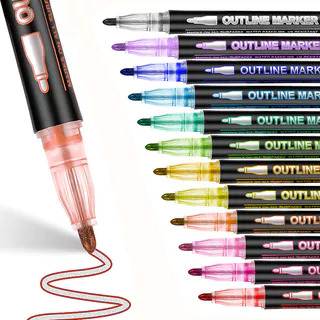 8/12 สี Outline Marker ชุดปากกา Metallic Double Line Art Contour ปากกาสําหรับการวาดภาพการประดิษฐ์ตัวอักษรการ์ดทํา - อุปกรณ์ศิลปิน
