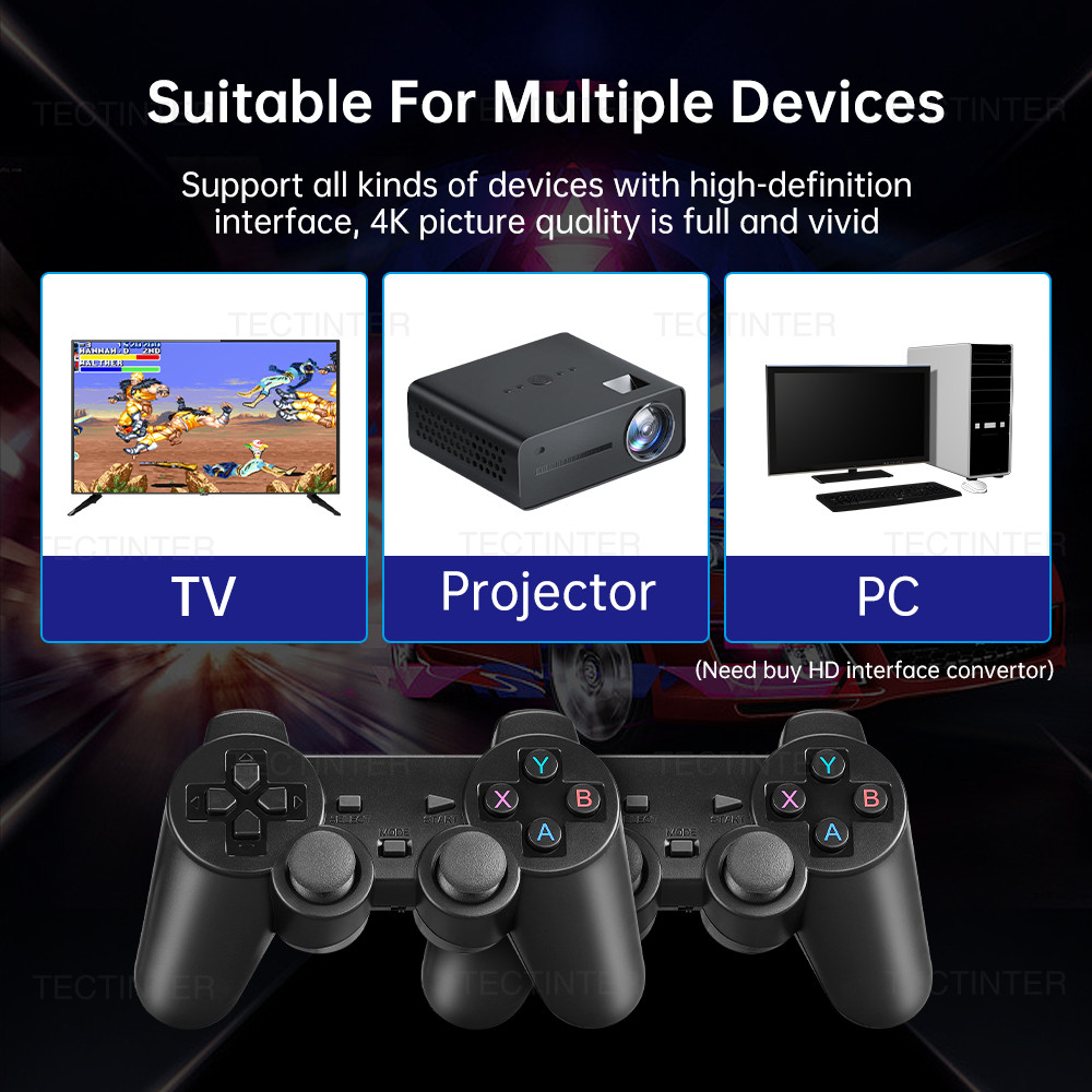 4k Wireless Controller Gamepad สําหรับคอนโซล 20000 + เกม Retro มือถือ HD TV เกม Stick