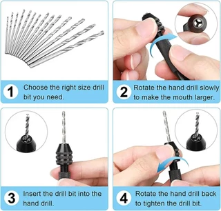 ชุดเครื่องมือสว่านมือขนาดเล็กหนึ่งชุด,ตัวอลูมิเนียมพร้อมดอกสว่าน HSS Twist สําหรับงานไม้และงานฝีมือเครื่องประดับ