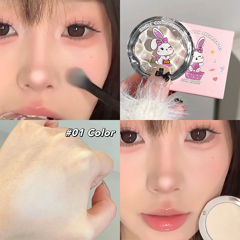 Monochrome Matte Blush Powder Art Rabbit Design Natural Brightening Whitening Long-lasting Color Contouring Powder แป้งไฮไลท์