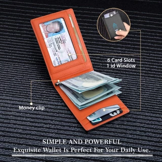 กระเป๋าสตางค์หนังบาง Rfid ปิดกั้นคลิปเงินพับผู้ถือบัตรพ่อกล่องของขวัญวัน