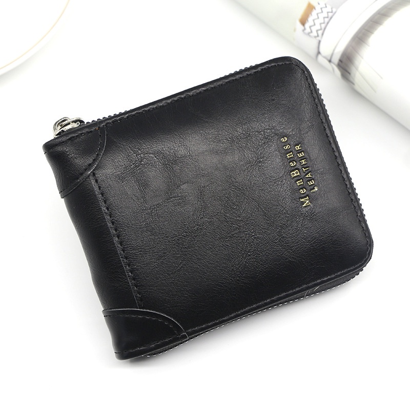 Cexika กระเป๋าสตางค์ ใบสั้น หนัง PU มีซิป พร้อมช่องใส่เหรียญ ใส่บัตร ของขวัญวันพ่อ แฟชั่นสําหรับผู้ชาย