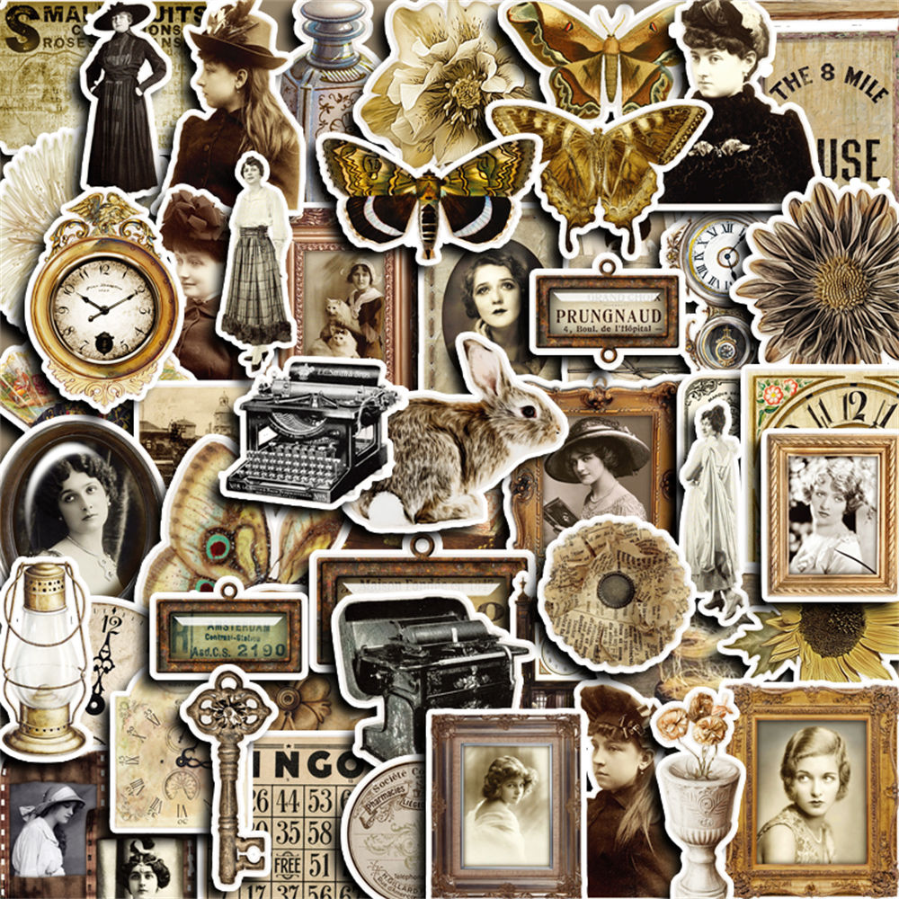 50 ชิ้น Retro Old Dusk Creative สติกเกอร์ Diy คอมพิวเตอร์ Washi Scrapbooking แล็ปท็อปสติกเกอร์เครื่องเขียนศิลปะหัตถกรรม