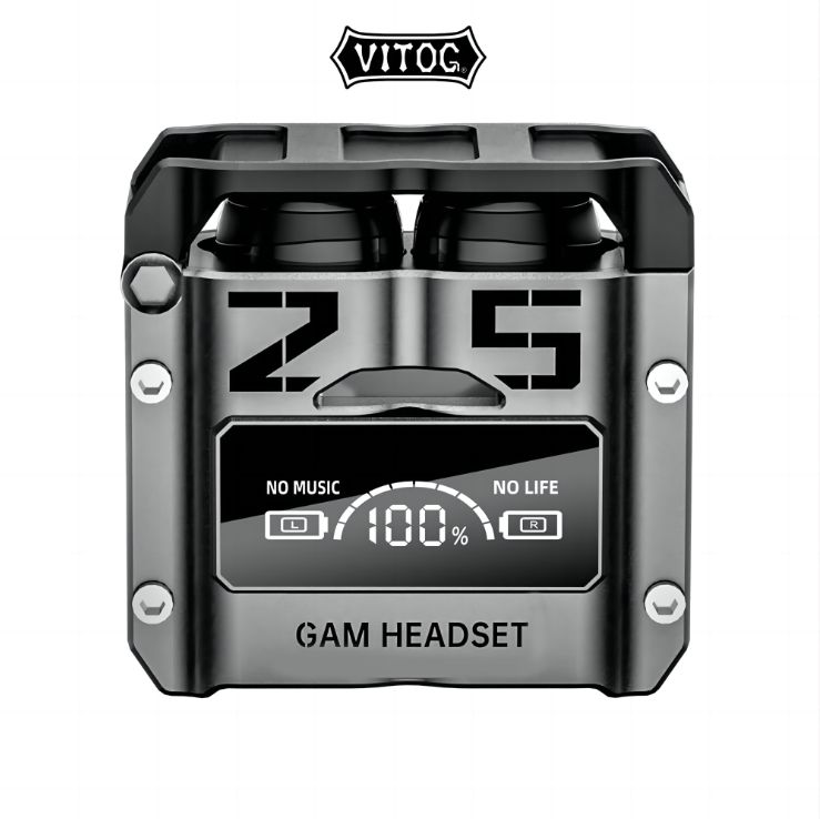 Vitog หูฟังไร้สายบลูทูธ M25 TWS ควบคุมแบบสัมผัส ลดเสียงรบกวน หูฟังสเตอริโอ ชุดหูฟังเล่นเกม พร้อมไมโครโฟน