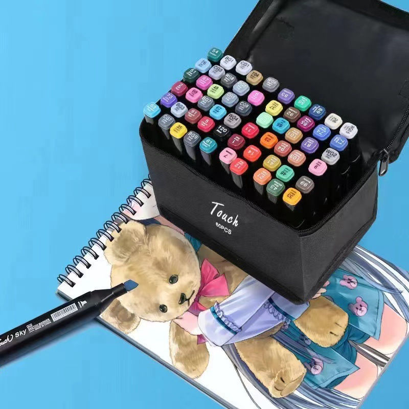 Mark Pen Set Oil Double Headed Color Student Art Drawing Brush Bag