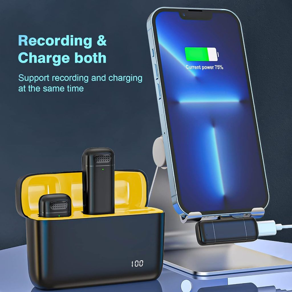 ไมโครโฟนไร้สายสําหรับโทรศัพท์ Lavalier ไมโครโฟน Mini Mic การบันทึกเสียงรบกวน Cancelling ไมโครโฟนสําหรับ Type-C โทรศัพท์ Android Live
