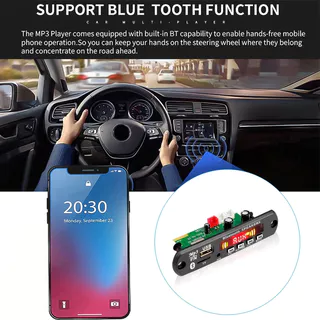 160W เครื่องขยายเสียงบลูทูธ 5.0 MP3 บอร์ดเครื่องเล่นเสียง 12V รถโมดูลวิทยุ FM TF USB Mic