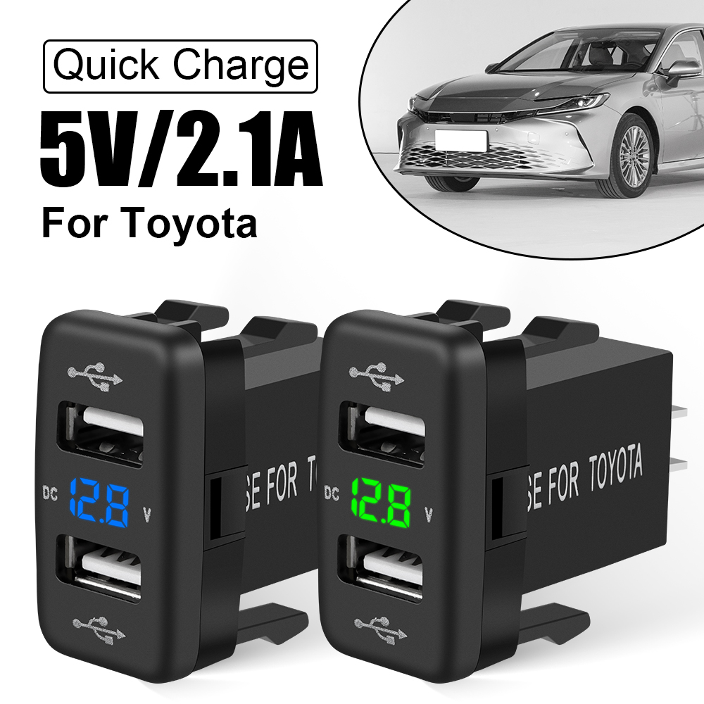Quick Charge ใหม่ Dual USB QC รถ Socket Charger อะแดปเตอร์สําหรับโทรศัพท์มือถือ 4.2A Dual USB สําหรับ Toyota 12-24V โวลต์มิเตอร์