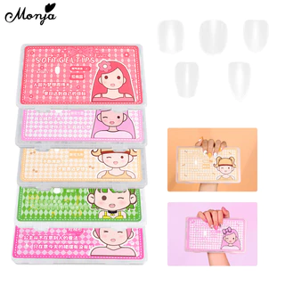 Monja 420 ชิ้น Matte สั้นเล็บปลอมโลงศพคลุมทั้งหมดเคล็ดลับ UV Gel Extension DIY เครื่องมือทําเล็บ